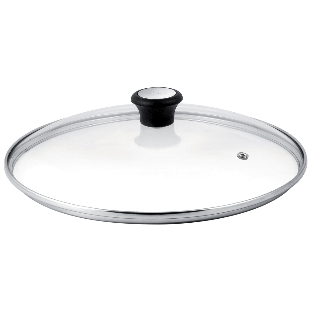 Capac Exception 28097712, orificiu pentru abur, mâner ergonomic, margine de inox, 28 cm, sticlă