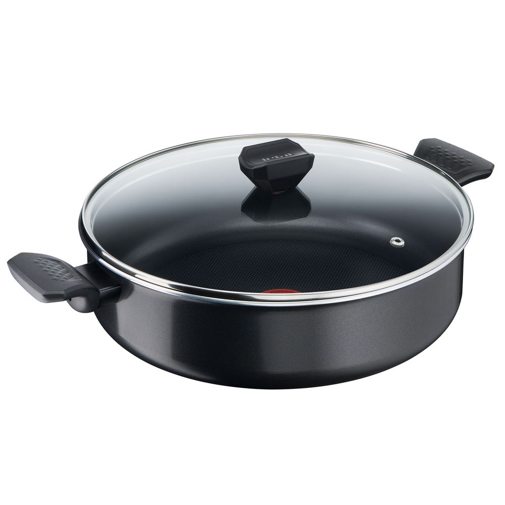 Cratiță cu 2 mânere Simply Clean B5677253, înveliș antiaderent 100% sigur, Thermo-Signal™, bază Diffusion+, 5 L, 28 cm, aluminiu, negru