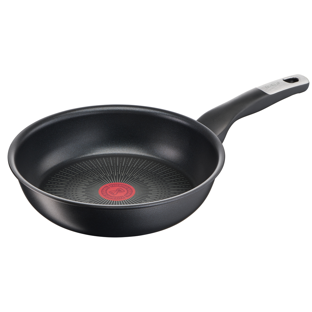 Tigaie Unlimited G2550572, înveliș antiaderent 100% sigur, Titanium Anti-Scratch, Thermo-Signal™, bază Thermo-Fusion™, 26 cm, aluminiu, negru