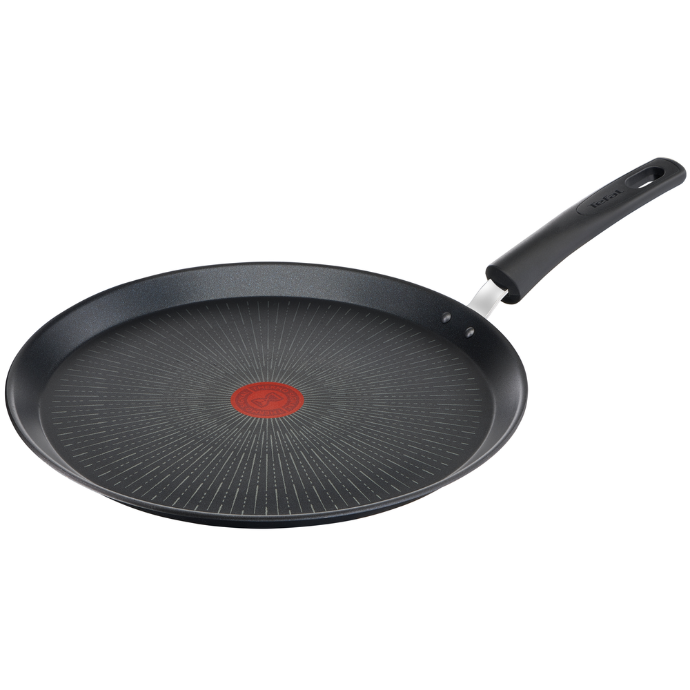 Tigaie pentru clătite Unlimited G2553872, înveliș antiaderent 100% sigur, Titanium Anti-Scratch, Thermo-Signal™, bază Thermo-Fusion™, 25 cm, aluminiu, negru
