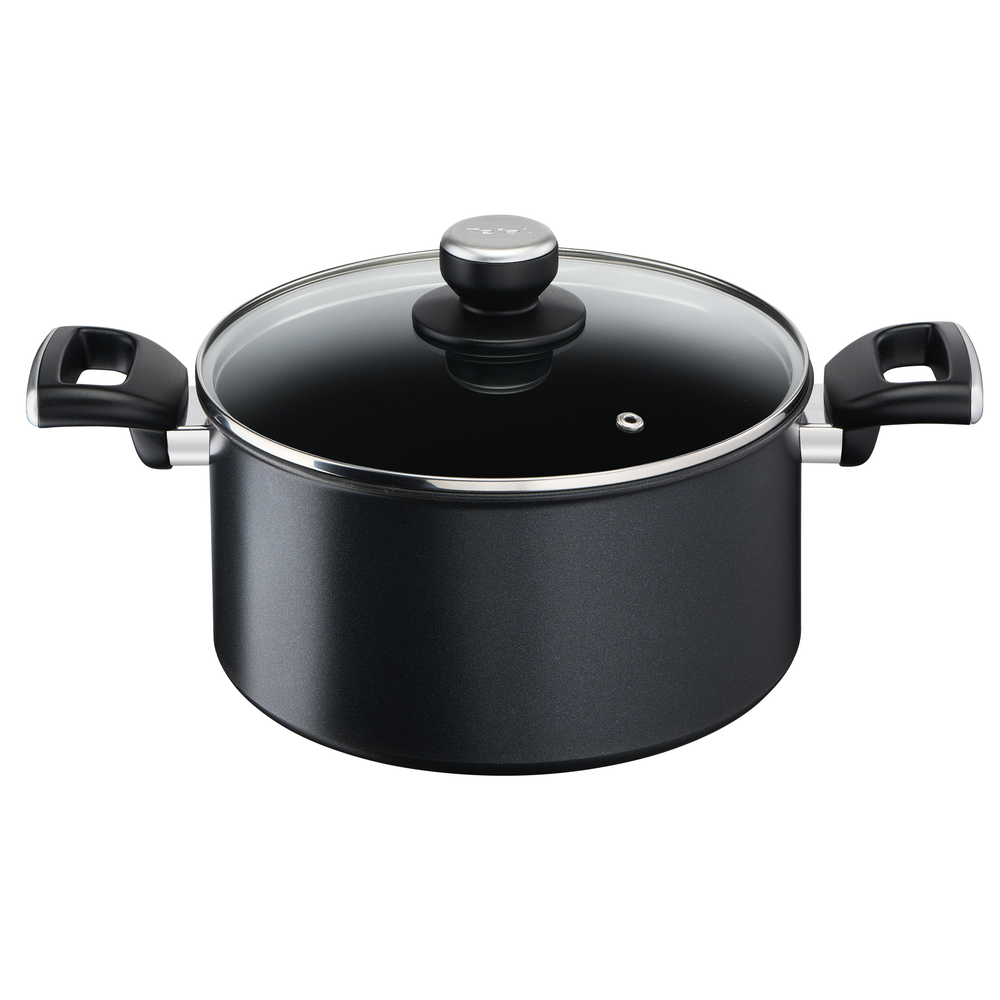 Oală Unlimited G2554672, înveliș antiaderent 100% sigur, Titanium Anti-Scratch, Thermo-Signal™, bază Thermo-Fusion™, 24 cm, aluminiu, negru