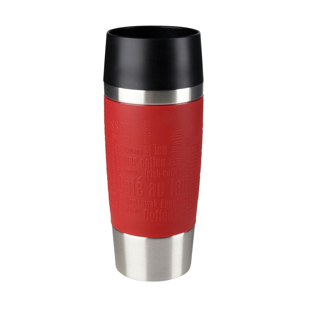 Termos Travel Mug K3084114,  înveliș exterior silicon roșu, fără BPA, 0.36 L, inox, roșu