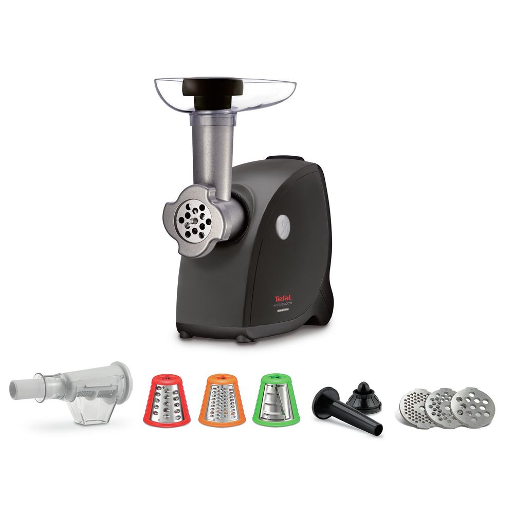 Mașină de tocat carne HV4 9 în 1 NE448838, 2000 W, 3 site inox, 3 conuri feliere și radere, 2 accesorii kebbe/cârnați și coulis, negru