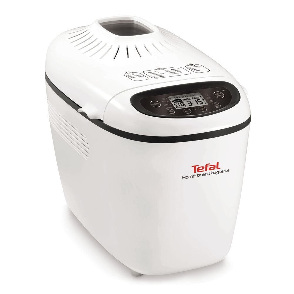Mașină de pâine Home Bread Baguette PF610138, 1600 W, 16 programe, pornire programabilă, păstrare la cald, tavă pătrată, cu înveliș antiaderent, 5 accesorii, carte de rețete, 1.5 KG, alb