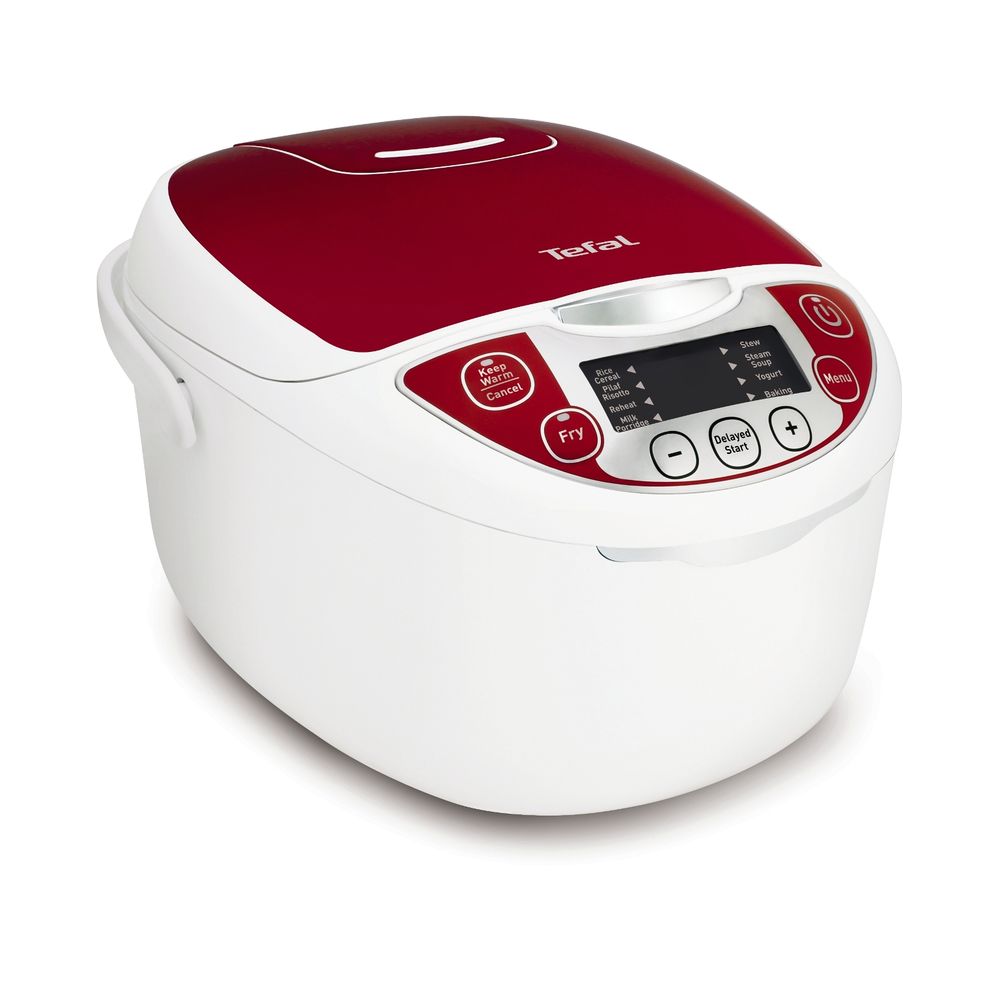 Multicooker Fuzzy RK705138, 600 W, 12 funcții, tehnologia Fuzzy Logic Artificial Intelligence, 6 moduri de gătit, pornire programabilă, 6 accesorii, 5 L, roșu / alb