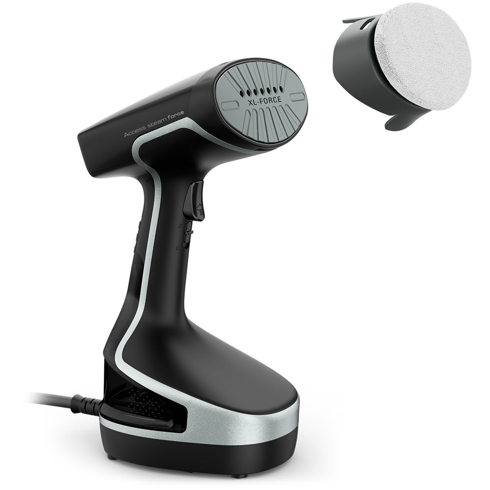 Aparat de călcat vertical cu abur Access Steam DT8230E1, 2000 W, abur 30 g/min, jet de abur 90 g/min, rezervor detașabil 0.19 L, perie microfibră, negru / gri
