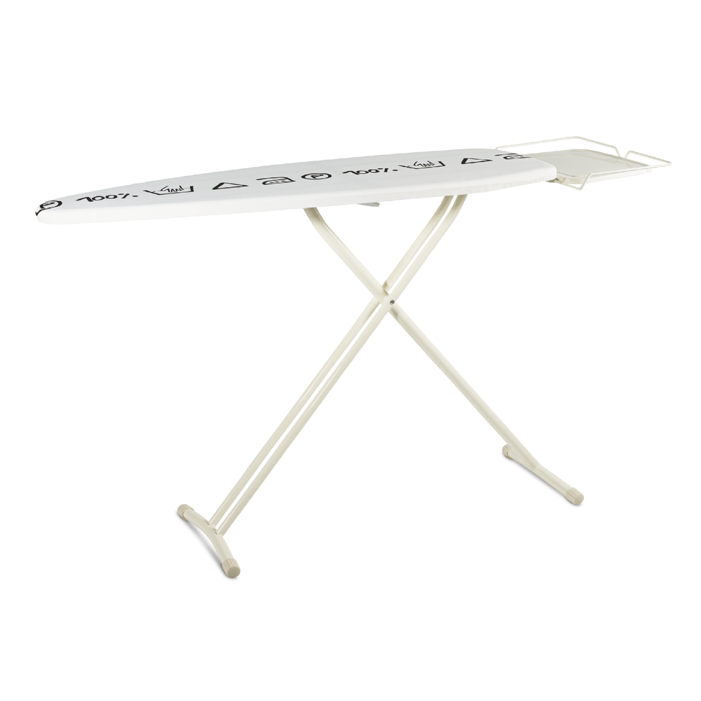 Masă de călcat TI1200E1, suprafață 124 x 40 cm, înălțime până la 93 cm, husă bumbac și spumă, 6 KG, inox, alb / negru