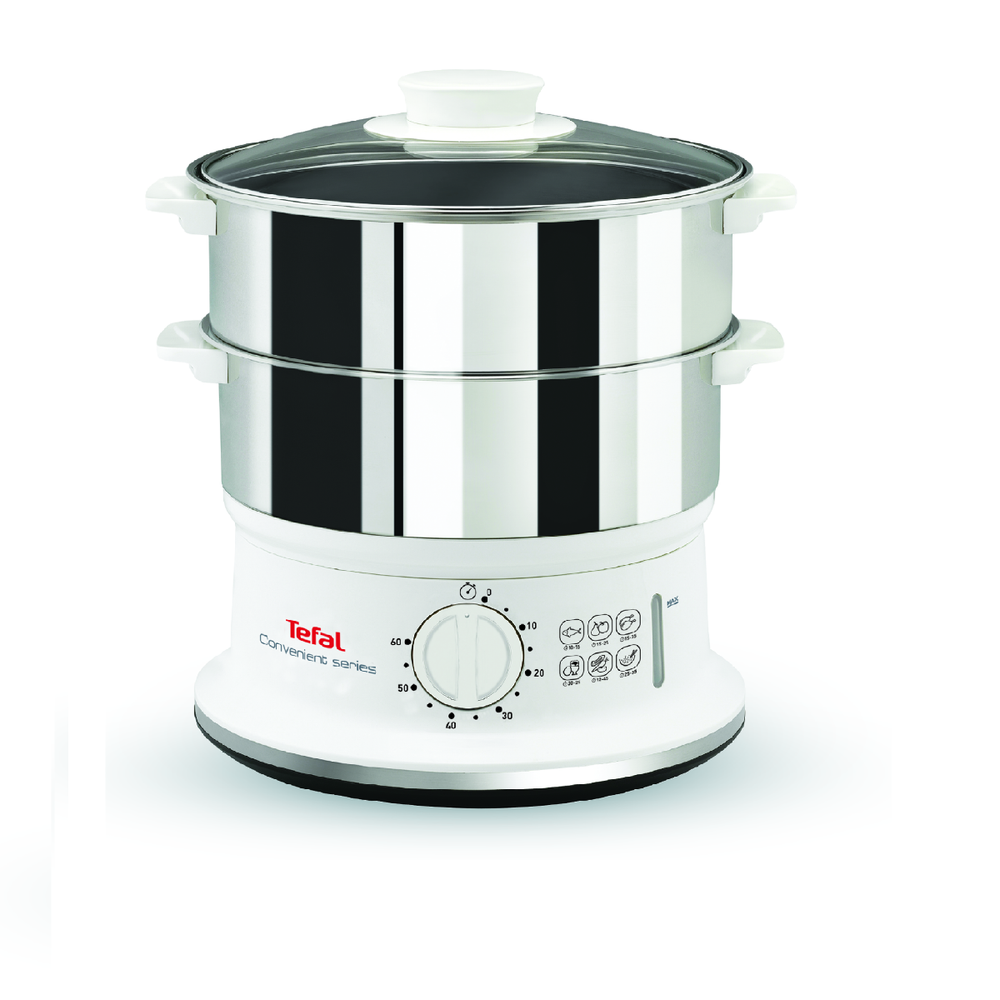 Aparat de gătit cu aburi Convenient Series VC145130, 2 vase, cronometru mecanic, 2 accesorii, 6 L, inox, alb
