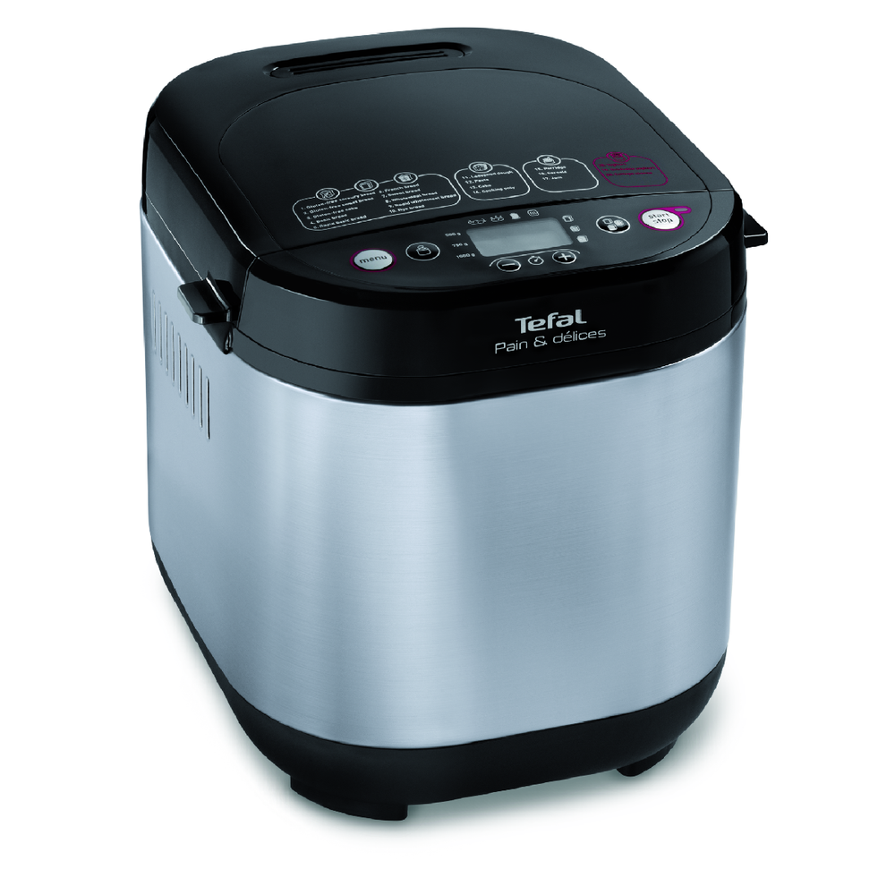 Mașină de pâine Pain et Delice PF240E38, 700 W, 20 programe, pornire programabilă, păstrare la cald, tavă pătrată, cu înveliș antiaderent, recipient lactate 1 L, 3 accesorii, carte de rețete, 1 KG, argintiu