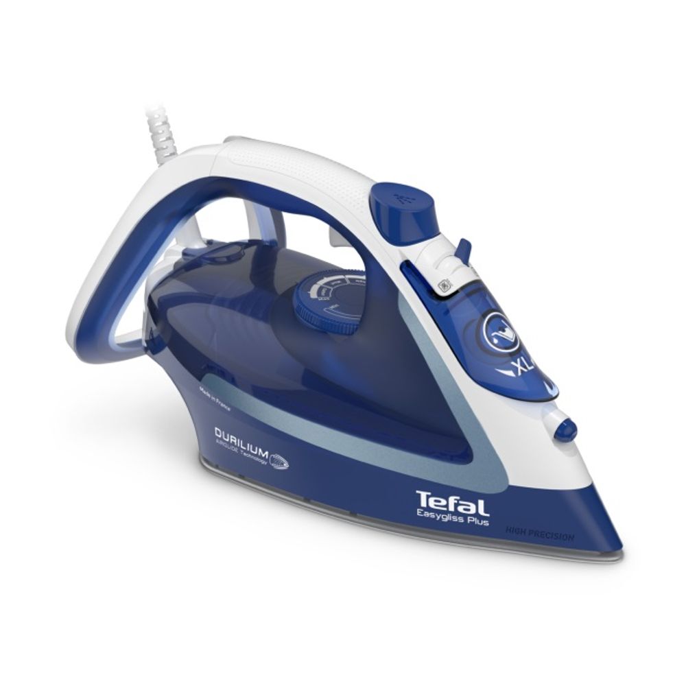 Fier de călcat cu abur EasyGliss Plus FV5735E0, 2500 W, jet de abur 220 g/min, talpă Durilium Airglide, rezervor 0.27 L, albastru
