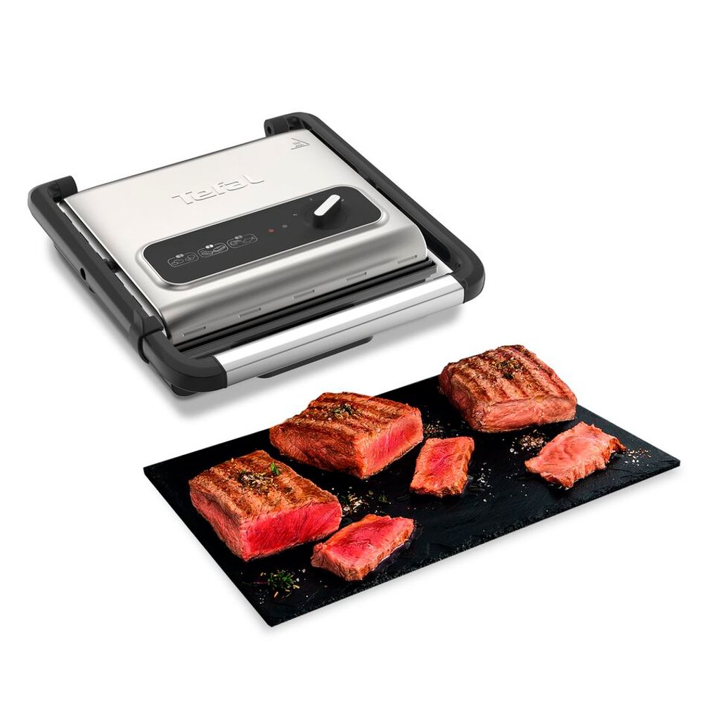 Grătar electric Inicio Grill GC242D38, 2000 W, termostat 3 nivele, plăci antiaderente, negru