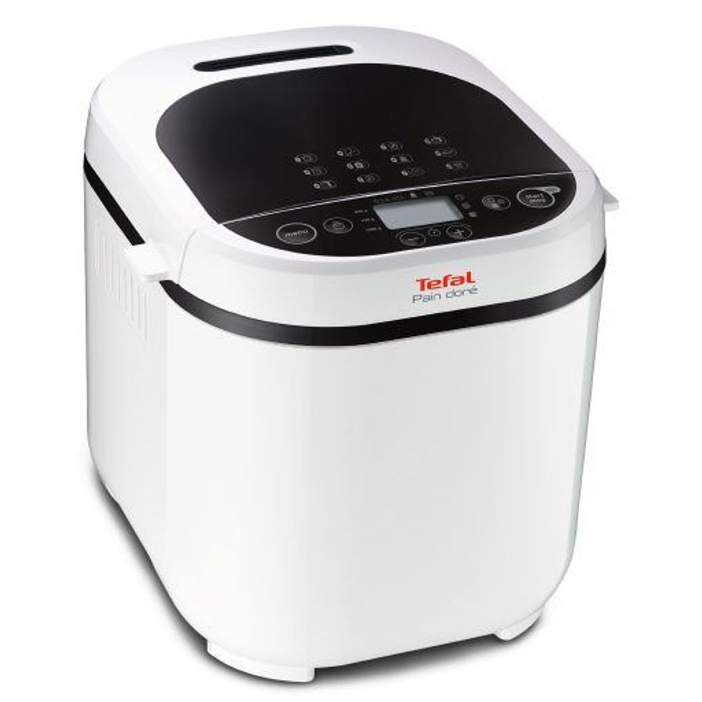 Mașină de pâine Pain Dore PF210138, 720 W, 12 programe, pornire programabilă, păstrare la cald, tavă pătrată, cu înveliș antiaderent, 3 accesorii, carte de rețete, 1 KG, alb