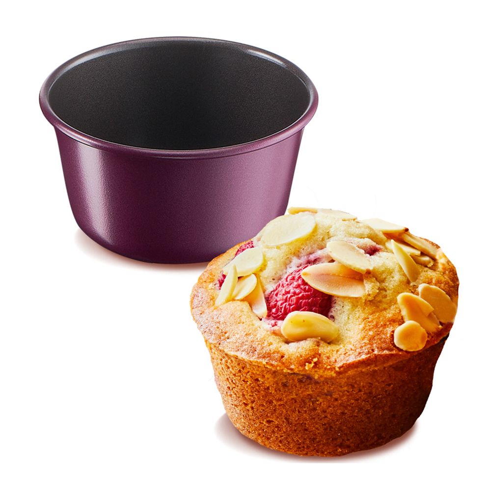Set 3 forme CreaBake brioșe J3069404, înveliș antiaderent, aluminiu, 7.5 cm, mov