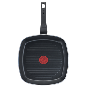 Tigaie grill Simply Clean B5674053, înveliș antiaderent 100% sigur, Thermo-Signal™, bază Diffusion+, 26 x 26 cm, aluminiu, negru