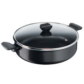 Cratiță cu 2 mânere Simply Clean B5677253, înveliș antiaderent 100% sigur, Thermo-Signal™, bază Diffusion+, 5 L, 28 cm, aluminiu, negru