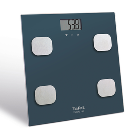 Cântar de baie inteligent Body Up BM2520V0, indice de masă corporală, 8 memorii, 35 mm grosime, 150 KG, gradații la 100 g, 32 x 32 cm, sticlă, albastru