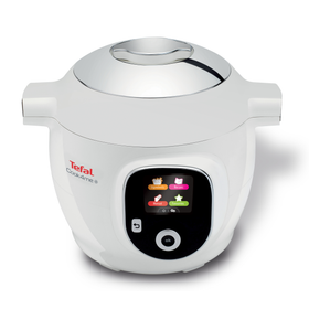 Multicooker inteligent cu gătire sub presiune Cook4Me+ CY851130, 1600 W, 6 moduri de gătit, 4 meniuri, funcție de menținere la cald, 150 de rețete pre-instalate, 6 L, inox, alb