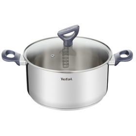 Oală Daily Cook G7124645, gradații, capac sticlă, 24 cm, inox, argintiu