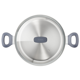 Oală Daily Cook G7124645, gradații, capac sticlă, 24 cm, inox, argintiu