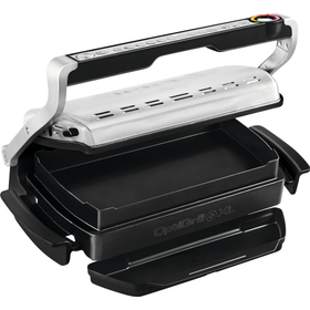 Grătar electric OptiGrill+ XL Snacking & Baking GC724D12, 9 programe, indicator nivel gătire, mod manual 4 nivele, plăci antiaderente din aluminiu turnat, tavă colectare lichide, tavă gustare și coacere, argintiu