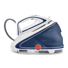 Stație de călcat cu boiler de înaltă presiune Pro Express Ultimate Care GV9570E0, 2600 W, 7.8 bari, jet de abur 550 g/min, talpă Durilium Airglide Autoclean, colector anti-calcar, rezervor 1.9 L, alb / albastru