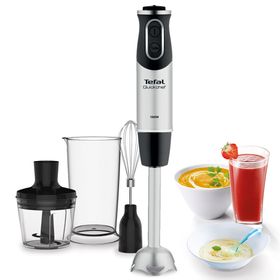 Mixer vertical Quickchef 3 în 1 HB656838, 1000 W, tehnologie Powelix, 20 trepte de viteză, funcție Turbo, tocător 0.5 L, tel, protecție antistropire, mâner antialunecare, recipient 0.8 L, negru-argintiu