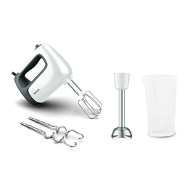 Mixer de mână Prep'Mix HT462138, 500 W, 5 trepte de viteză, funcție Turbo, 2 teluri, 2 cârlige, picior pasator, pahar gradat, alb