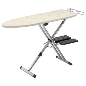 Masă de călcat Pro Compact IB9100E0, suprafață 137 x 45 cm, înălțime până la 93 cm, husă bumbac și spumă, 8 KG, inox, alb / bej