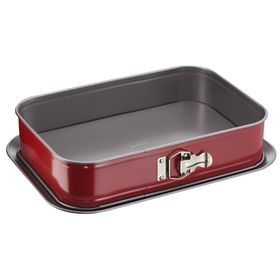 Formă de copt DeliBake J1640574, antiaderentă, margine detașabilă, 36 x 24 cm, oțel carbon, roșu