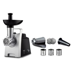 Mașină de tocat carne HV 7 în 1 NE109838, 1400 W,  2 site inox, 3 conuri feliere și radere, 2 accesorii roșii și cârnați, funcția Reverse, negru