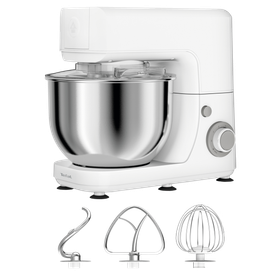 Robot de bucătărie MasterChef Essential QB150138, 800W, set pentru patiserie, bol inox 4.8 L, funcția Pulse, alb