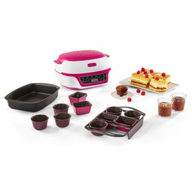 Aparat pentru desert Cake Factory KD810112, 1100W, 5 programe, 13 accesorii, carte de rețete, alb / roz
