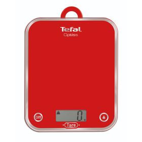 Cântar de bucătărie Optiss BC5003V2, funcție Tara, măsurare a lichidelor, design ultrasubțire, 5 KG, gradație la 1 g (ml), sticlă, roșu
