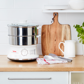Aparat de gătit cu aburi Convenient Series VC145130, 2 vase, cronometru mecanic, 2 accesorii, 6 L, inox, alb