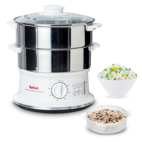 Aparat de gătit cu aburi Convenient Series VC145130, 2 vase, cronometru mecanic, 2 accesorii, 6 L, inox, alb