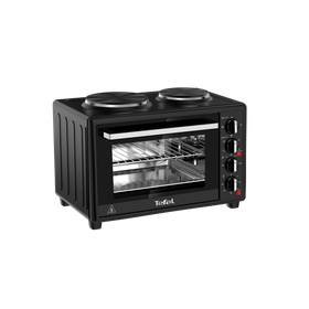 Cuptor electric Optimo OF463830, 1500 W, 2 plite, tehnologie convecție, 5 programe presetate, termostat 230°C, temporizator 60 min, ușă strat dublu sticlă, înveliş interior antiaderent, 3 accesorii, 32 L, negru