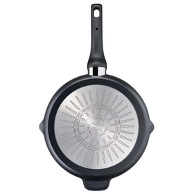 Tigaie grill Unlimited E2294074, înveliș antiaderent 100% sigur, Titanium Anti-Scratch, Thermo-Signal™, bază Thermo-Fusion™, 26 cm, aluminiu, negru