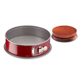 Formă de copt DeliBake J1641474, antiaderentă, rotundă, 27 cm, oțel carbon,  roșu
