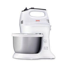 Mixer Quick Mix HT312138, 300 W, 5 trepte de viteză, funcție Turbo, bol rotativ 3.5 L, 2 teluri, 2 cârlige, alb