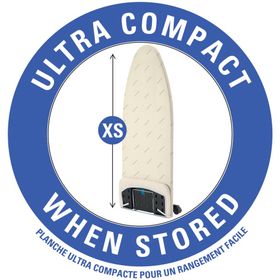 Masă de călcat Pro Compact IB9100E0, suprafață 137 x 45 cm, înălțime până la 93 cm, husă bumbac și spumă, 8 KG, inox, alb / bej