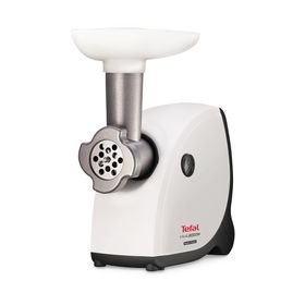 Mașină de tocat carne HV4 NE445138, 2000 W, 3 site inox, 2 accesorii roșii și cârnați, alb