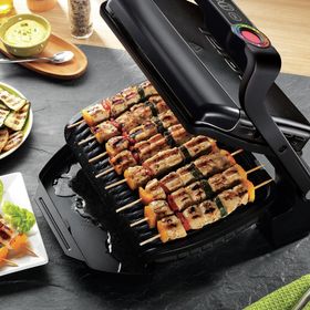 Grătar electric OptiGrill+ GC712834, 6 programe, senzor automat, mod manual 4 nivele, plăci antiaderente din aluminiu turnat, tavă colectare lichide, negru