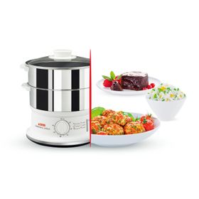 Aparat de gătit cu aburi Convenient Series VC145130, 2 vase, cronometru mecanic, 2 accesorii, 6 L, inox, alb
