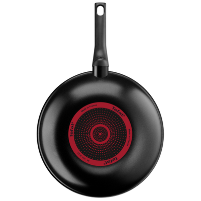 Tigaie wok Simply Clean B5671953, înveliș antiaderent 100% sigur, Thermo-Signal™, bază Diffusion+, 28 cm, aluminiu, negru