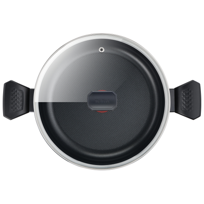 Cratiță cu 2 mânere Simply Clean B5677253, înveliș antiaderent 100% sigur, Thermo-Signal™, bază Diffusion+, 5 L, 28 cm, aluminiu, negru