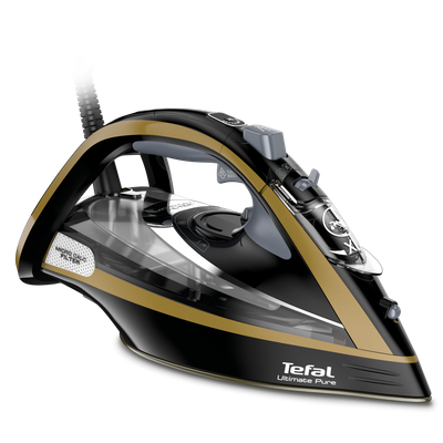 Fier de călcat Ultimate Pure FV9865E0, 3000 W, jet de abur 250 g/min, talpă Durilium Airglide Autoclean, colector anti-calcar, filtru micro - calc, rezervor 0.35 L, auriu