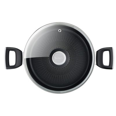 Oală Unlimited G2554672, înveliș antiaderent 100% sigur, Titanium Anti-Scratch, Thermo-Signal™, bază Thermo-Fusion™, 24 cm, aluminiu, negru