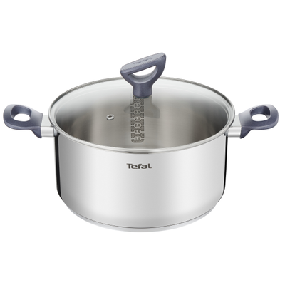 Oală Daily Cook G7124645, gradații, capac sticlă, 24 cm, inox, argintiu