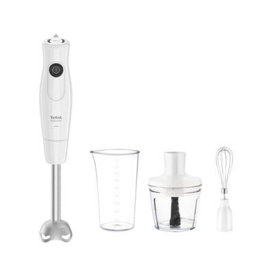 Blender vertical DailyMix HB533138, 600 W, o treaptă de viteză, tocător 0.5 L, tel, protecție antistropire, mâner ergonomic, recipient 0.8 L, alb