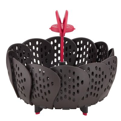 Coș pentru gătire la aburi Ingenio K2071614, calitate premium, design inovator, fără BPA sau ftalați,  plastic, negru / rosu